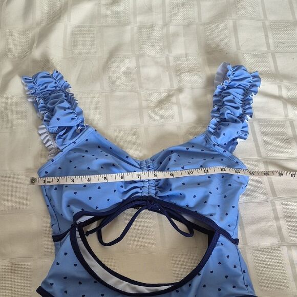 Forever 21 Blue Heart One Piece Swim Wear Medium - Picture 5 of 16
